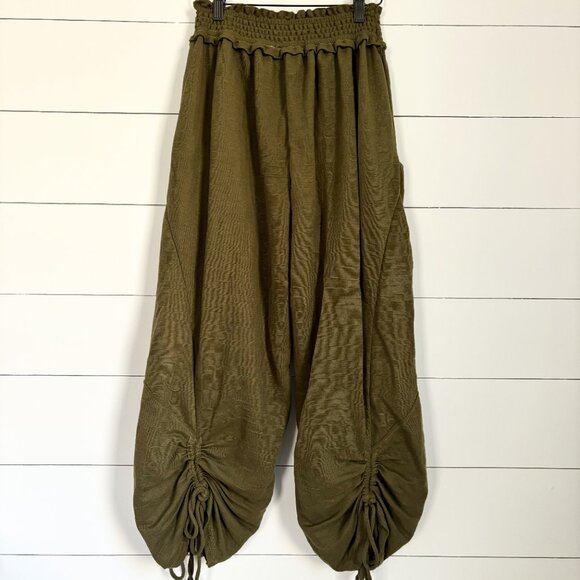 Free People Beach women's olive green parachute balloon style pant Sz XS - Picture 2 of 3